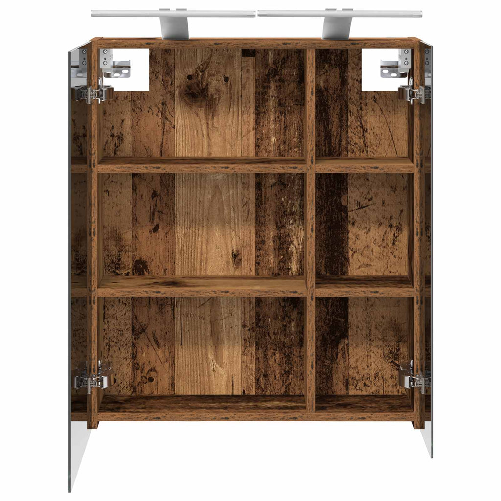 vidaXL Szafka z lustrem do łazienki Stare drewno 60 x 14,5 x 70 cm