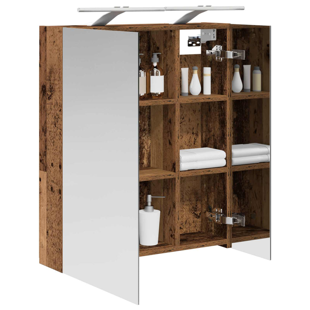 vidaXL Szafka z lustrem do łazienki Stare drewno 60 x 14,5 x 70 cm