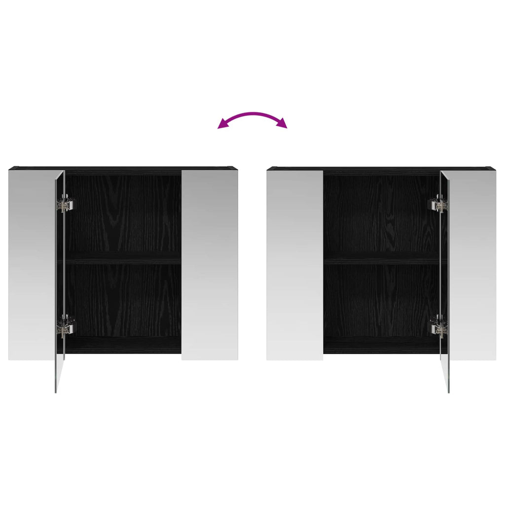 vidaXL Szafka z lustrem do łazienki Czarny Dąb 60 x 14,5 x 50 cm