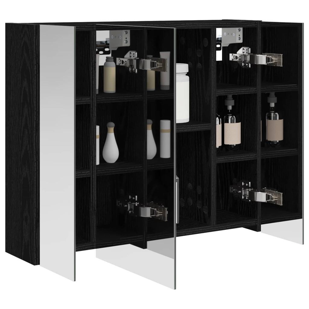 vidaXL Szafka z lustrem do łazienki Czarny Dąb 60 x 14,5 x 50 cm