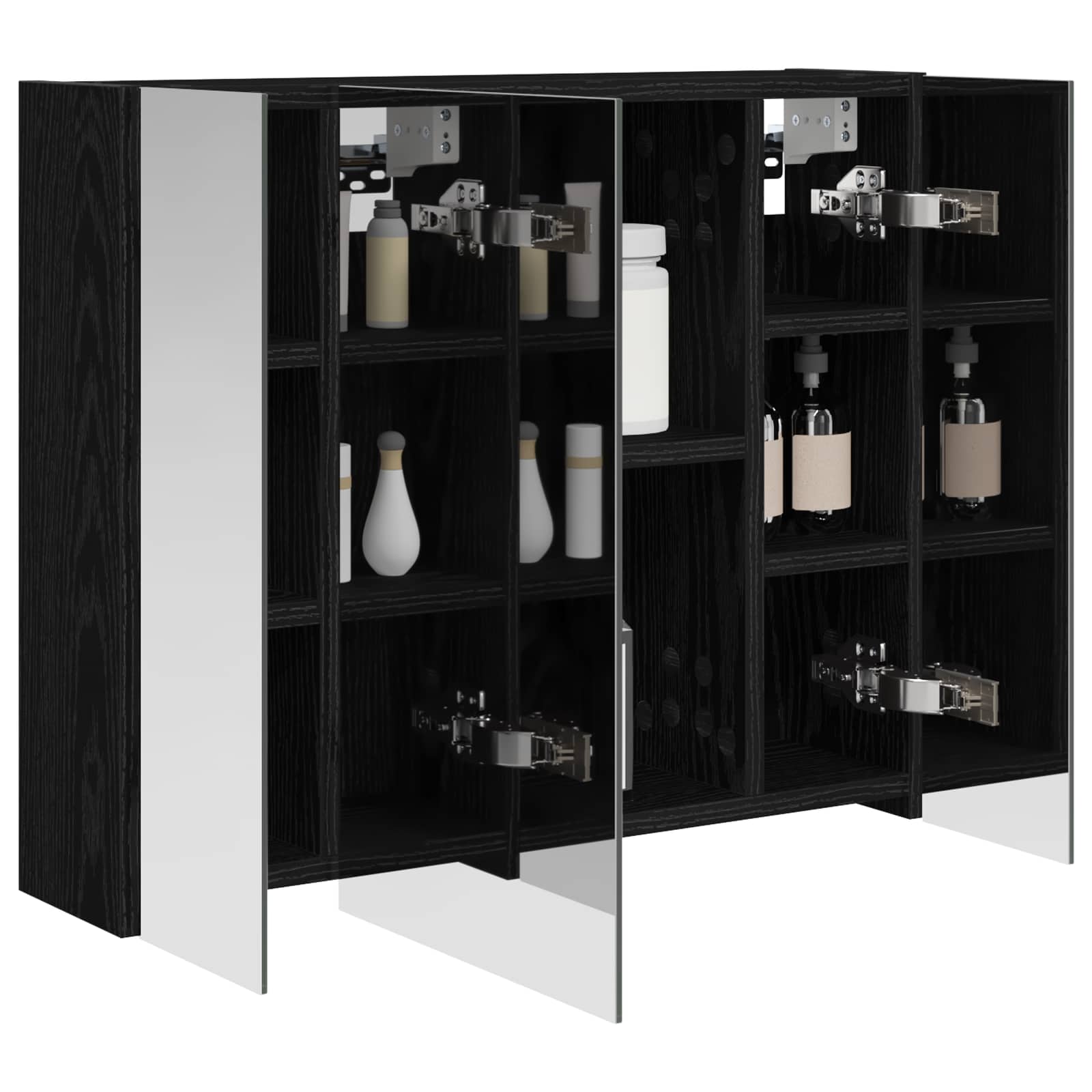 vidaXL Szafka z lustrem do łazienki Czarny Dąb 60 x 14,5 x 50 cm