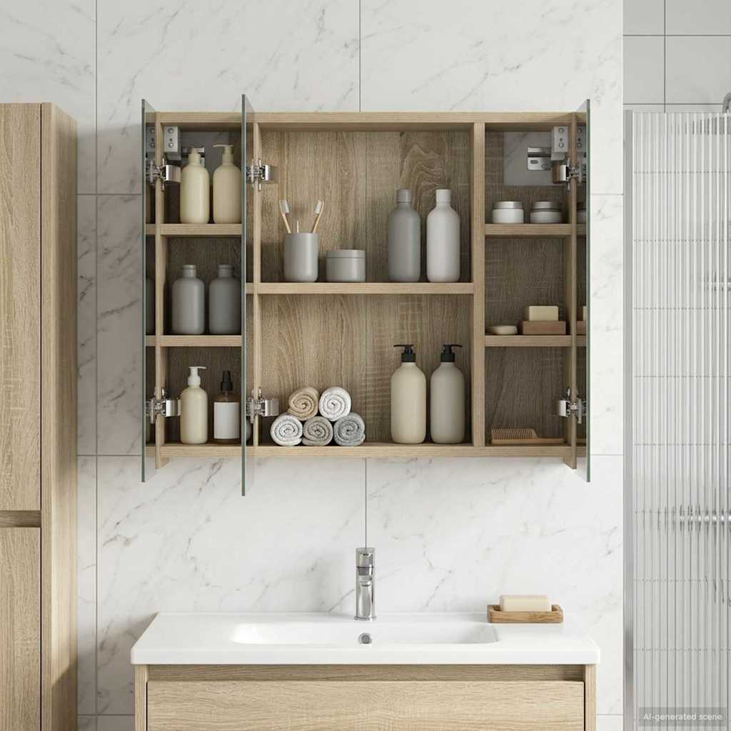vidaXL Szafka z lustrem do łazienki Dąb Sonoma 60 x 14,5 x 50 cm