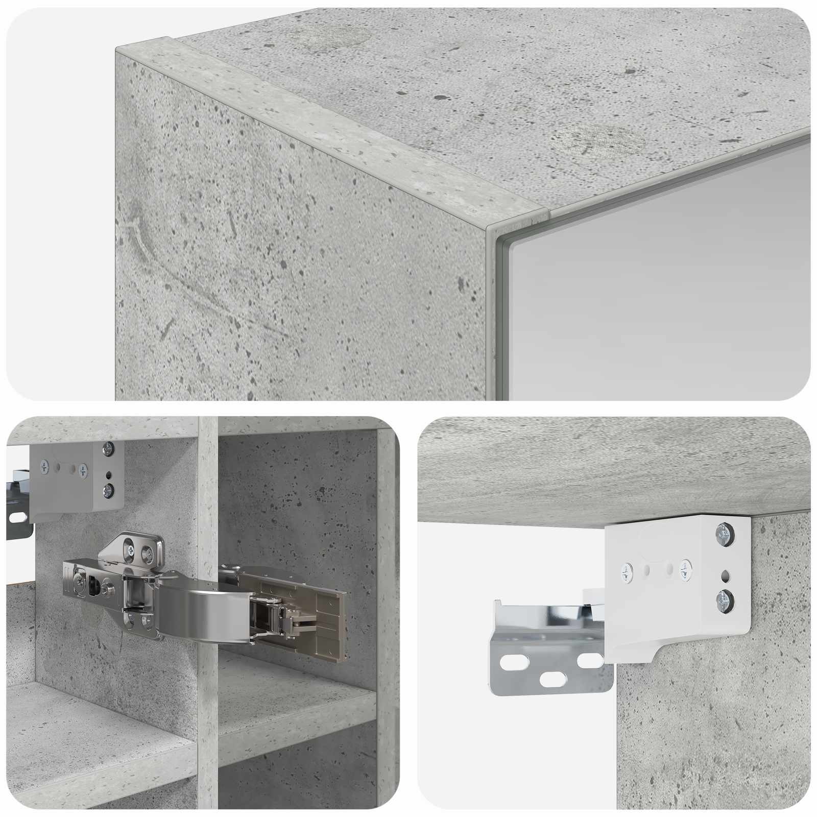 vidaXL Szafka z lustrem do łazienki Betonowy szary 60 x 14,5 x 50 cm