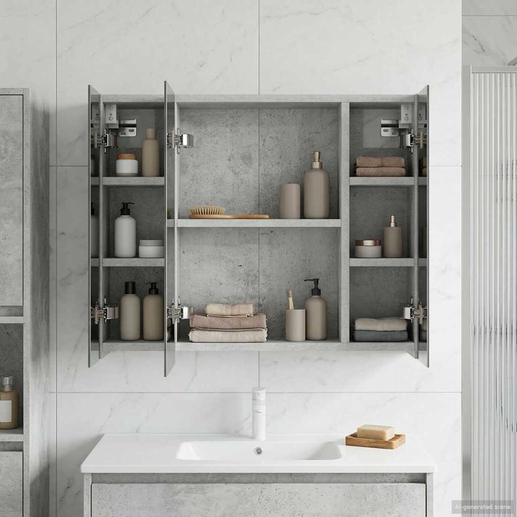 vidaXL Szafka z lustrem do łazienki Betonowy szary 60 x 14,5 x 50 cm