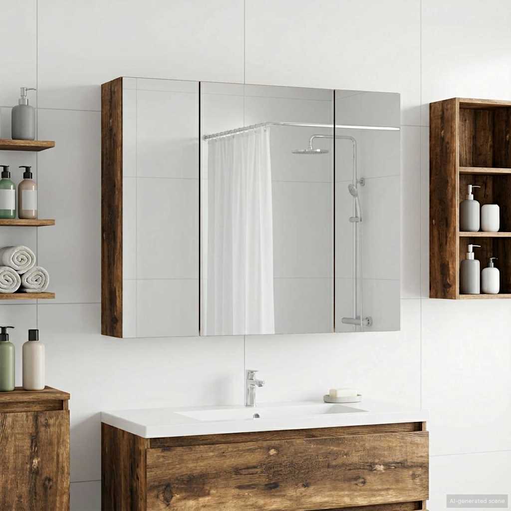 vidaXL Szafka z lustrem do łazienki Dąb wędzony 60 x 14,5 x 50 cm