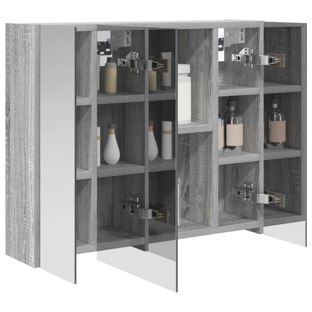 vidaXL Szafka z lustrem do łazienki Szary Sonoma 60 x 14,5 x 50 cm