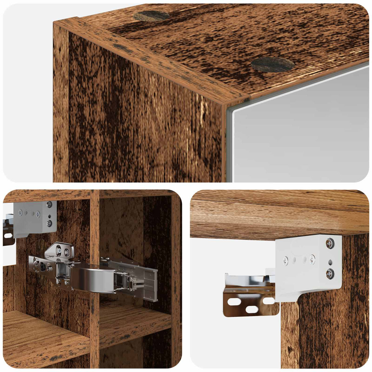 vidaXL Szafka z lustrem do łazienki Stare drewno 60 x 14,5 x 50 cm