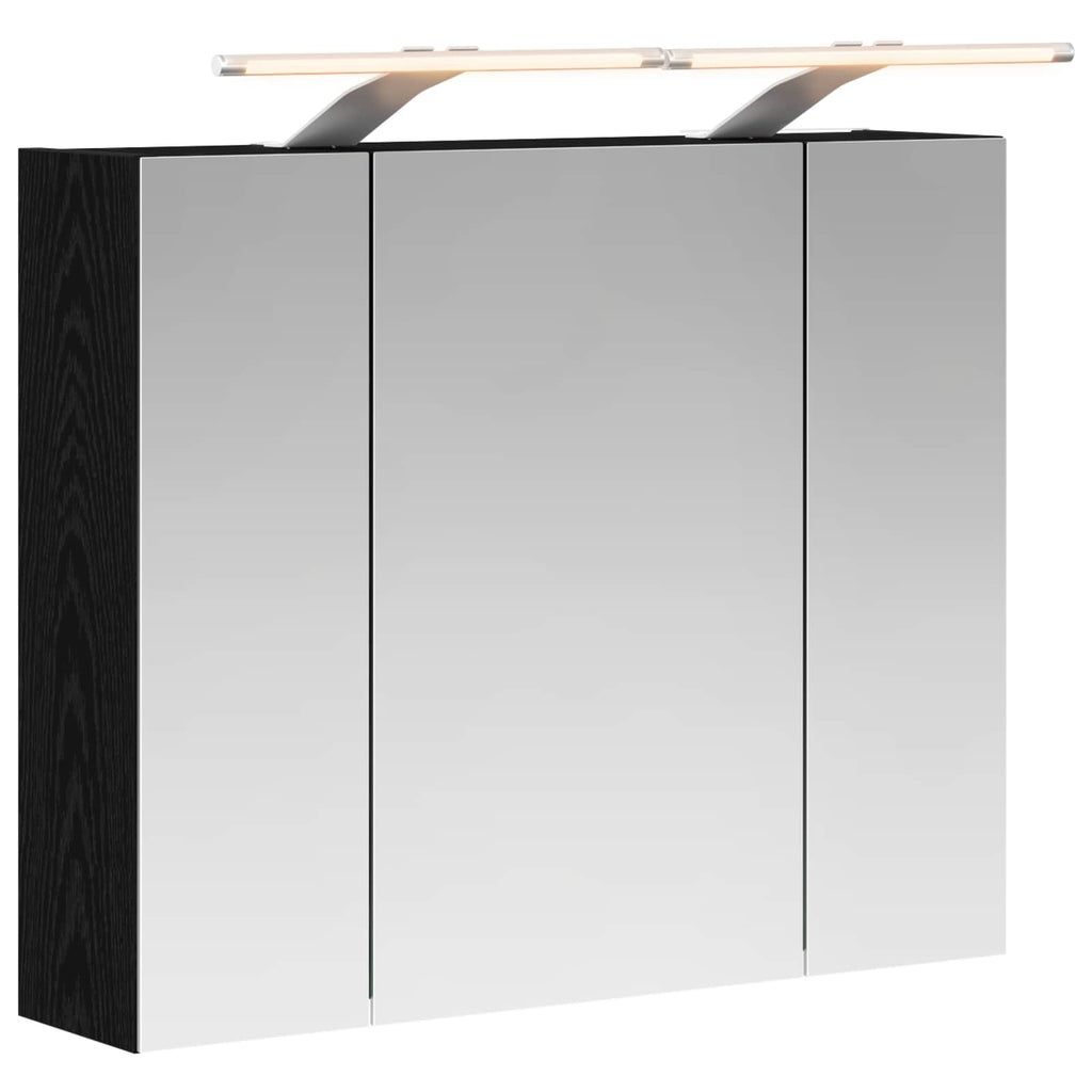 vidaXL Szafka z lustrem do łazienki Czarny Dąb 60 x 14,5 x 50 cm
