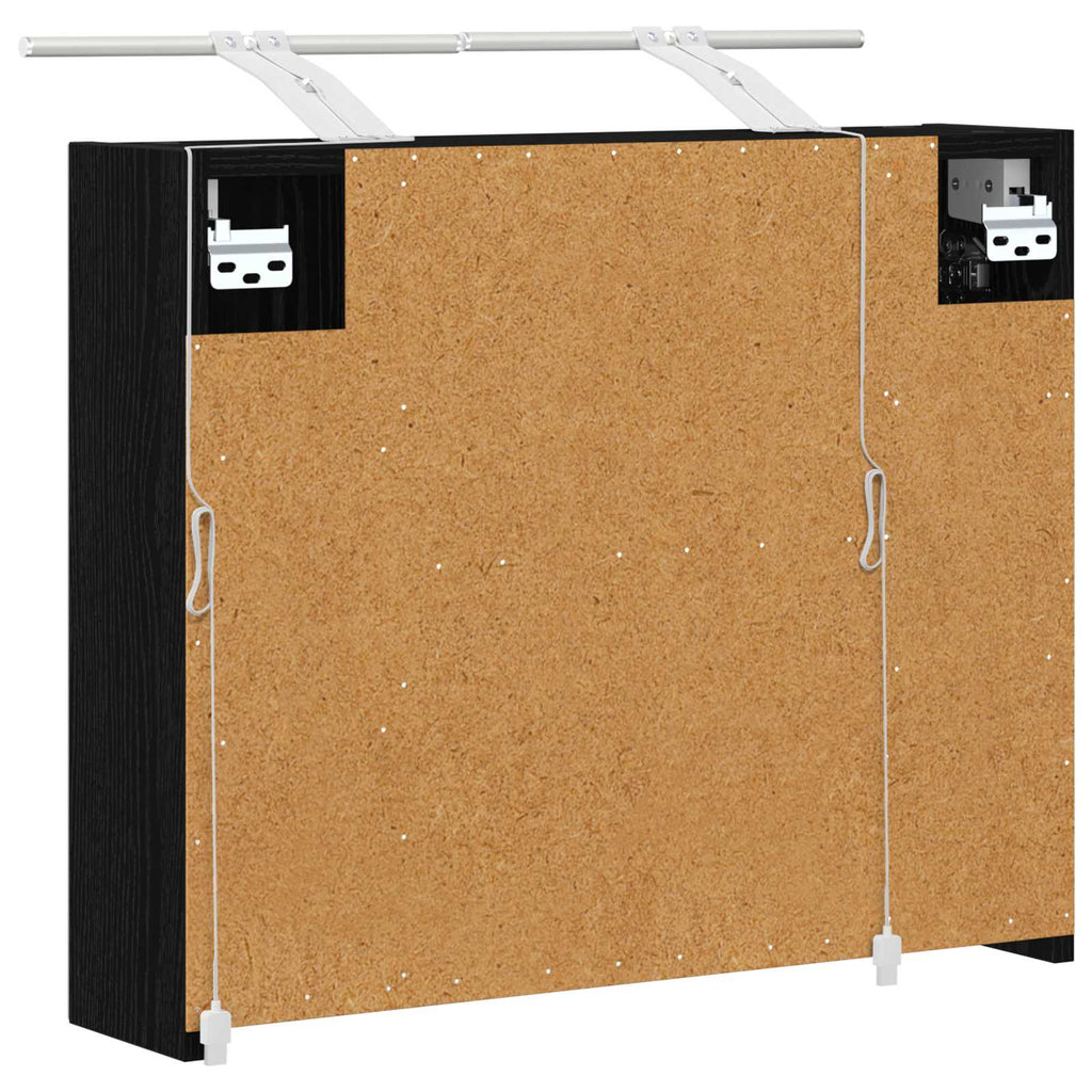 vidaXL Szafka z lustrem do łazienki Czarny Dąb 60 x 14,5 x 50 cm