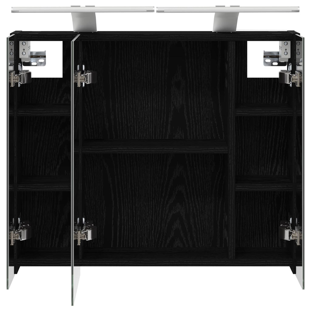 vidaXL Szafka z lustrem do łazienki Czarny Dąb 60 x 14,5 x 50 cm