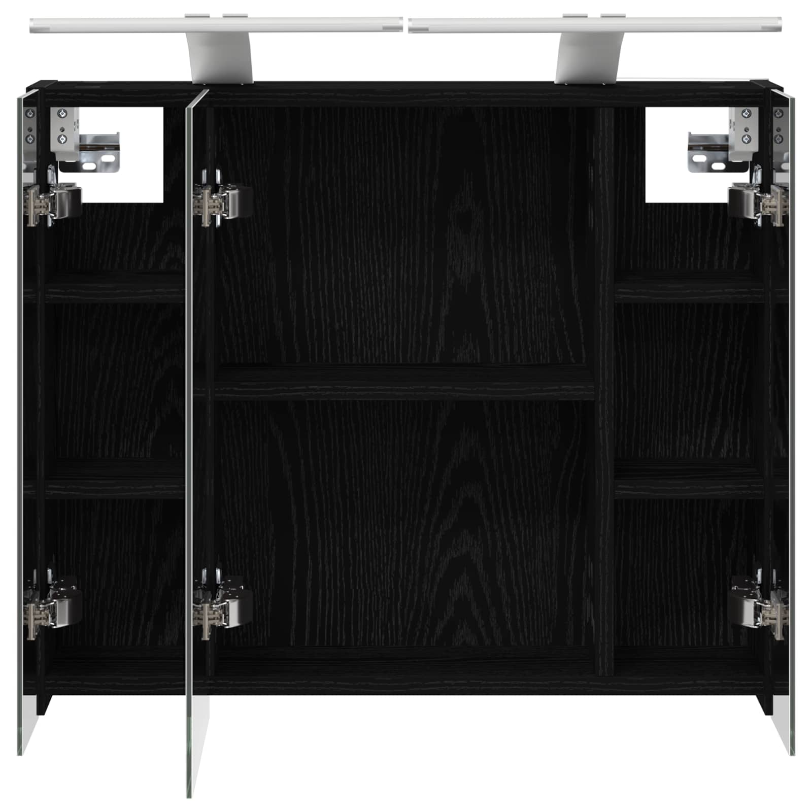 vidaXL Szafka z lustrem do łazienki Czarny Dąb 60 x 14,5 x 50 cm