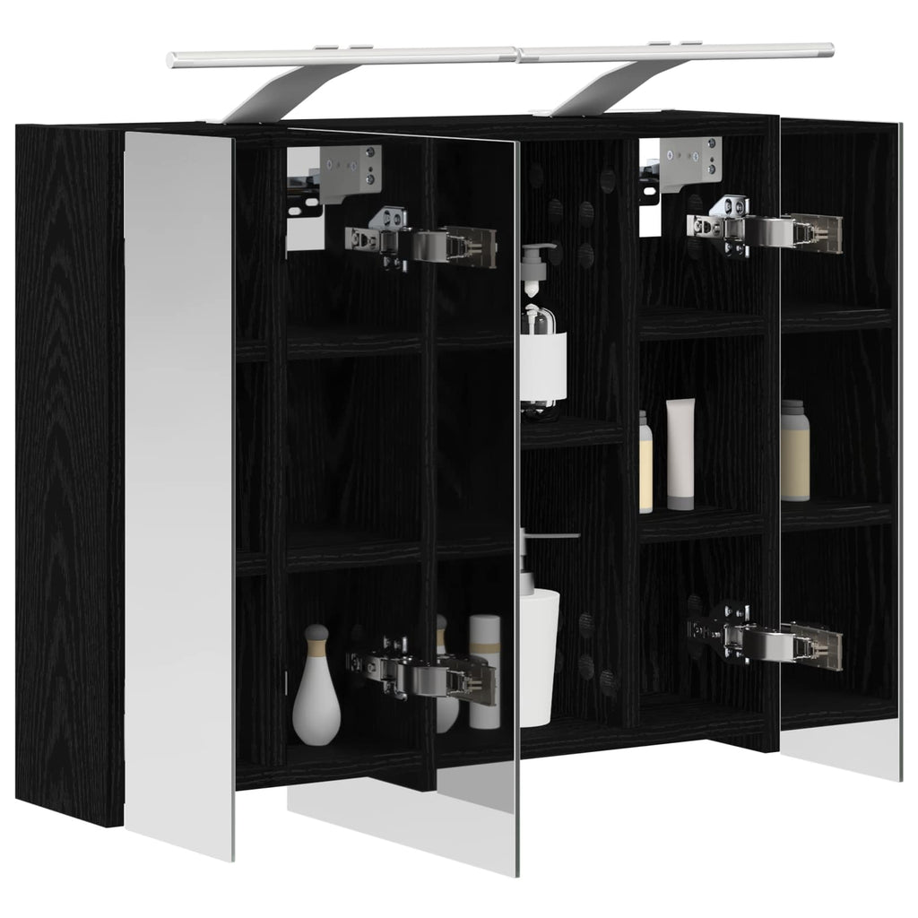 vidaXL Szafka z lustrem do łazienki Czarny Dąb 60 x 14,5 x 50 cm