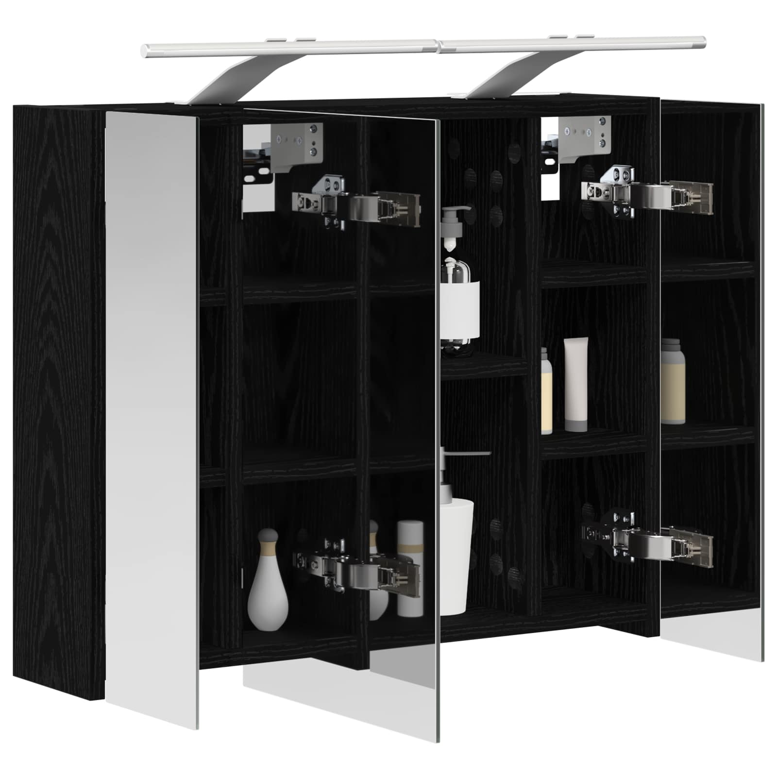 vidaXL Szafka z lustrem do łazienki Czarny Dąb 60 x 14,5 x 50 cm