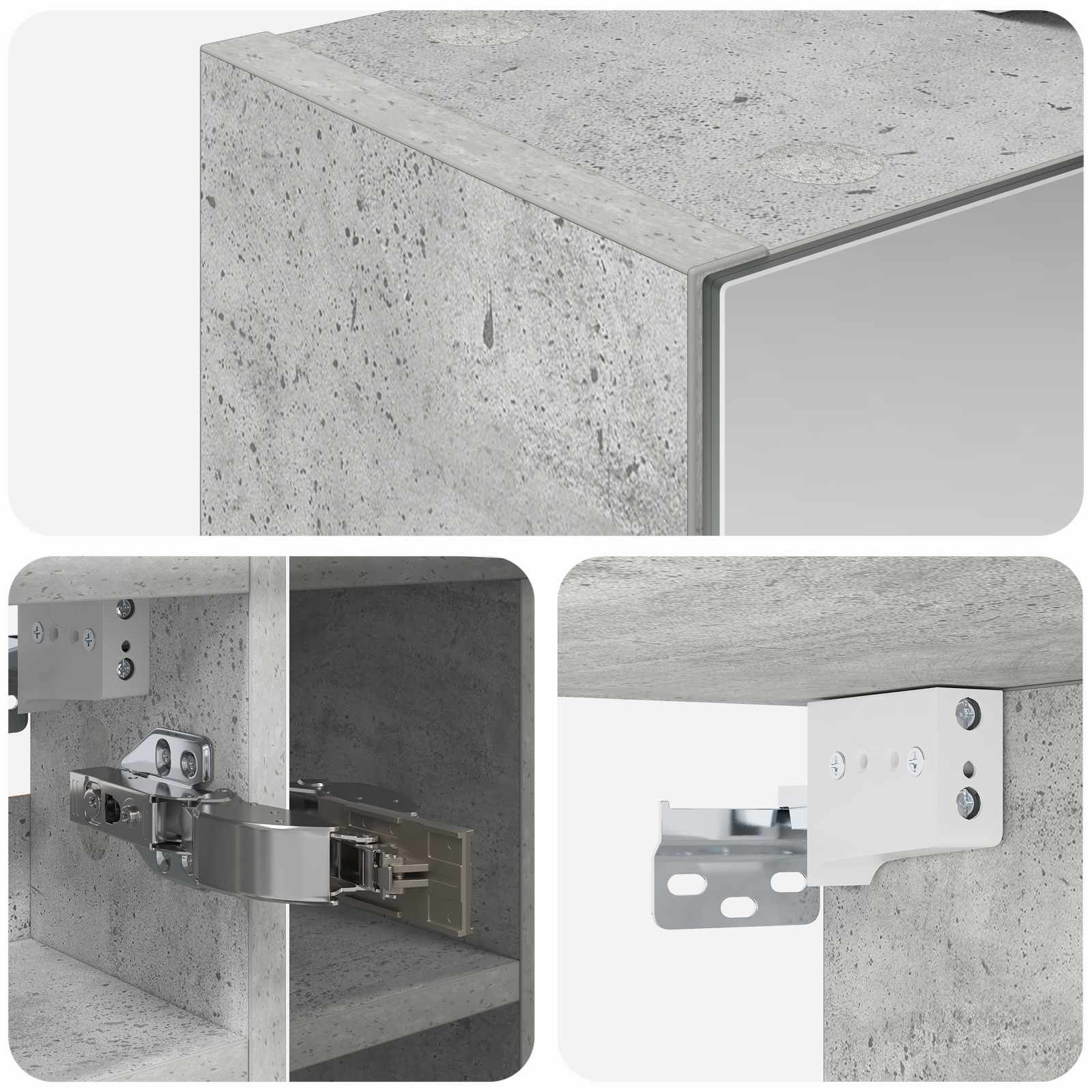 vidaXL Szafka z lustrem do łazienki Betonowy szary 60 x 14,5 x 50 cm