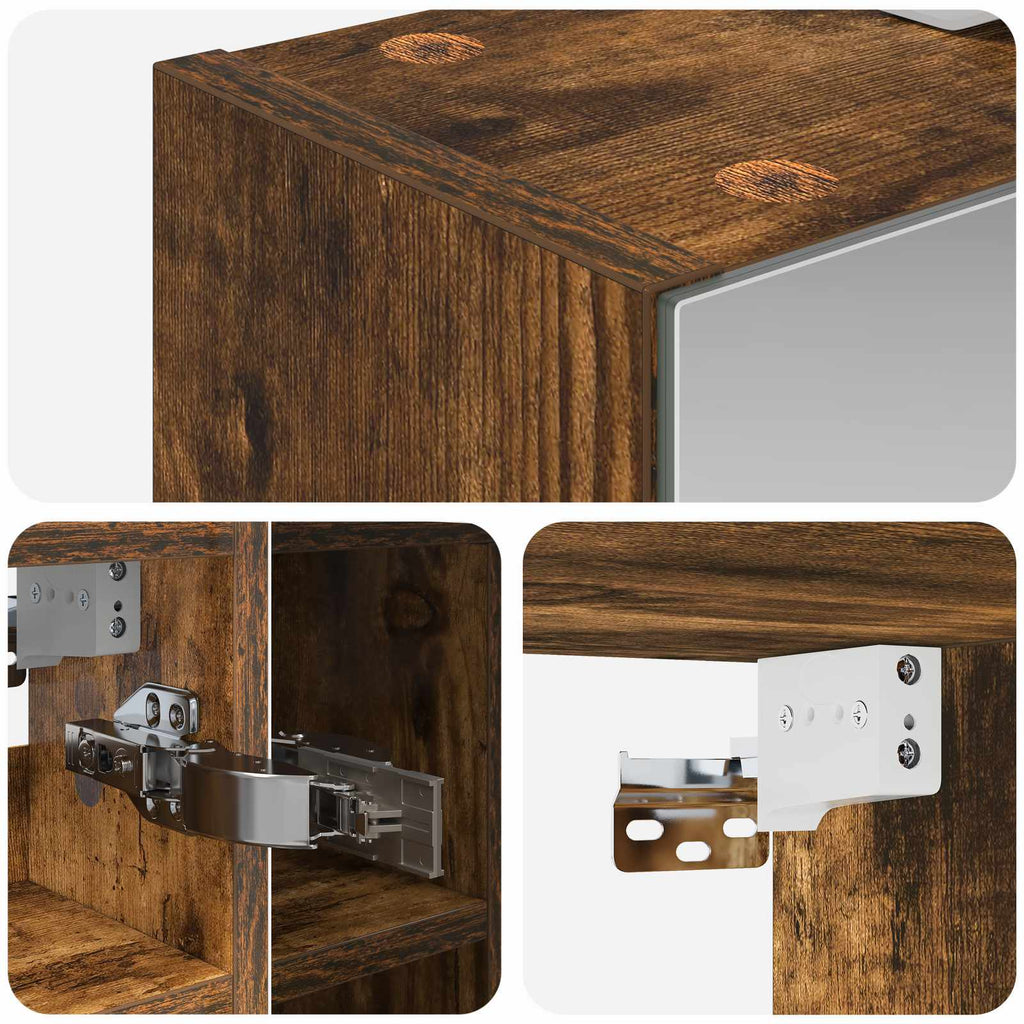 vidaXL Szafka z lustrem do łazienki Dąb wędzony 60 x 14,5 x 50 cm