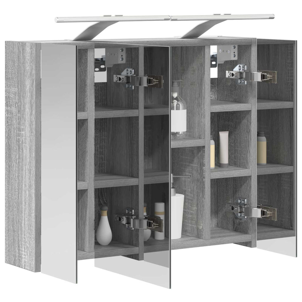 vidaXL Szafka z lustrem do łazienki Szary Sonoma 60 x 14,5 x 50 cm