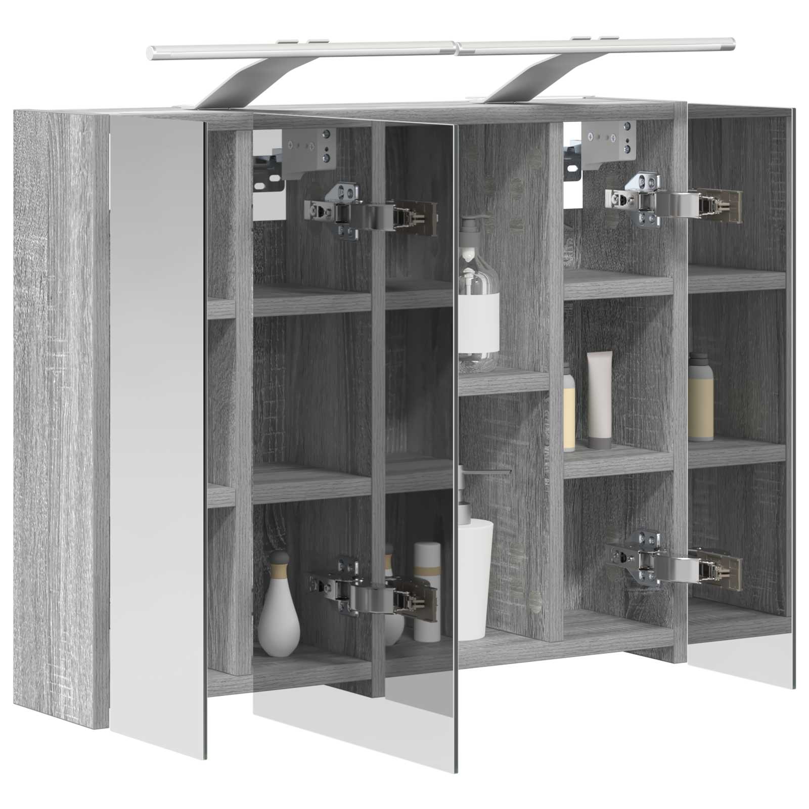 vidaXL Szafka z lustrem do łazienki Szary Sonoma 60 x 14,5 x 50 cm