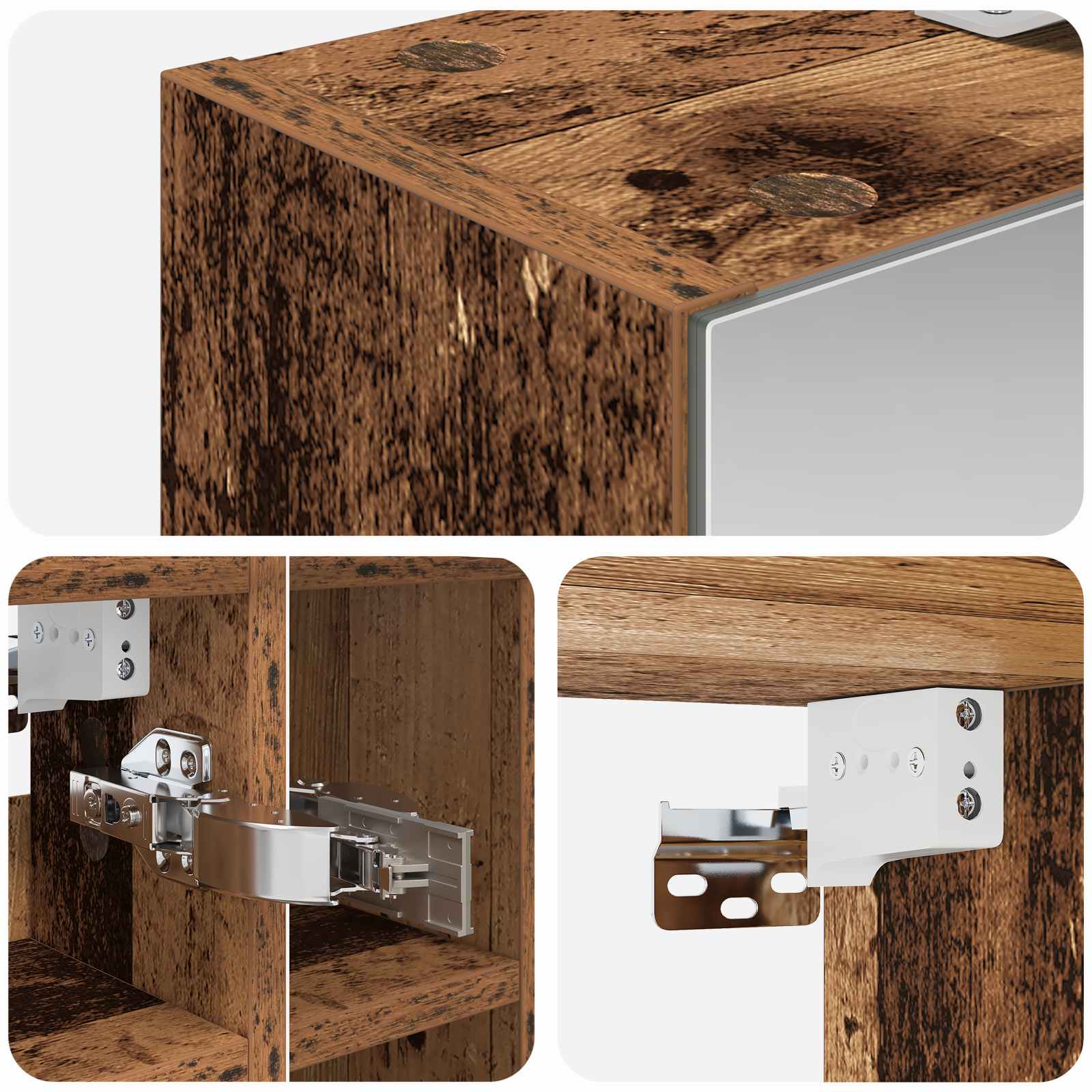 vidaXL Szafka z lustrem do łazienki Stare drewno 60 x 14,5 x 50 cm