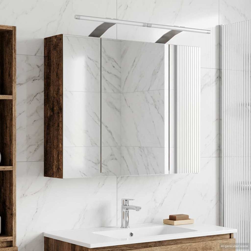 vidaXL Szafka z lustrem do łazienki Stare drewno 60 x 14,5 x 50 cm