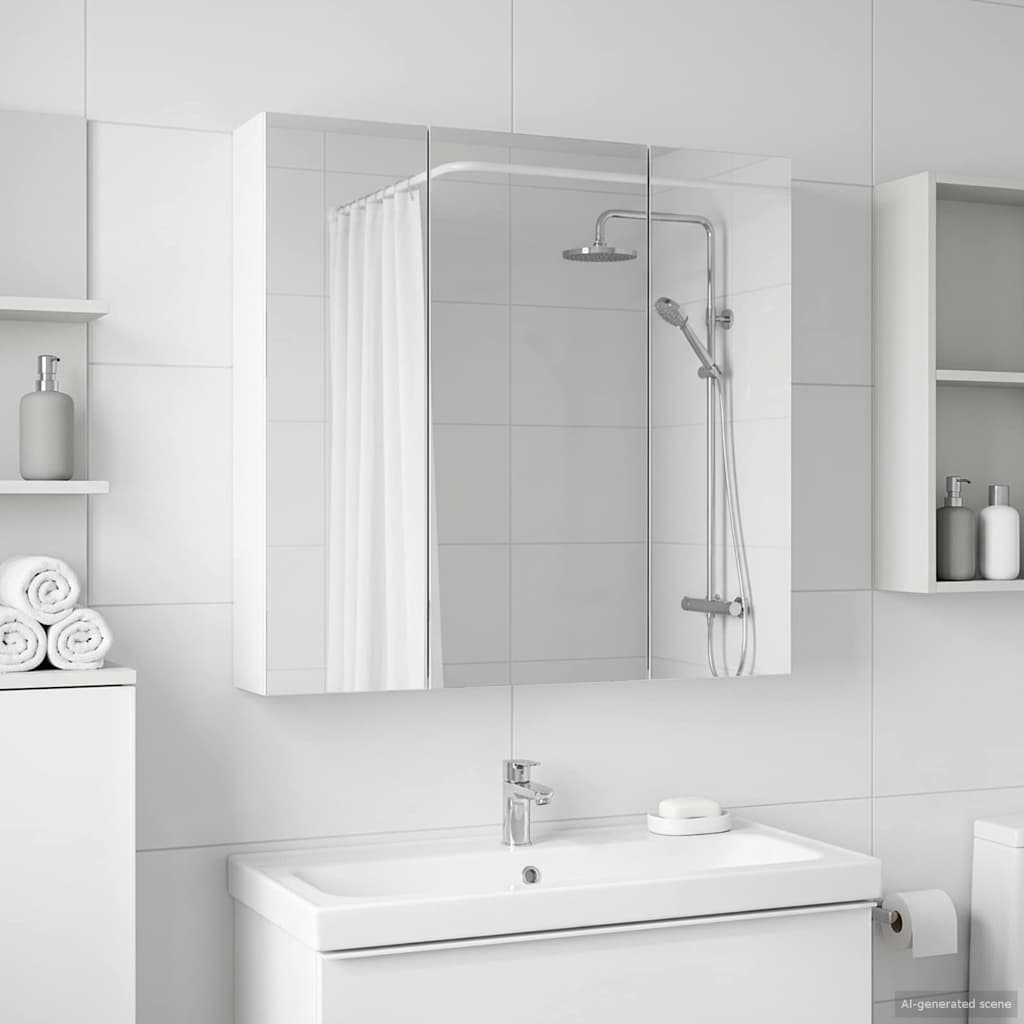 vidaXL Szafka z lustrem do łazienki Biały 70 x 14,5 x 70 cm