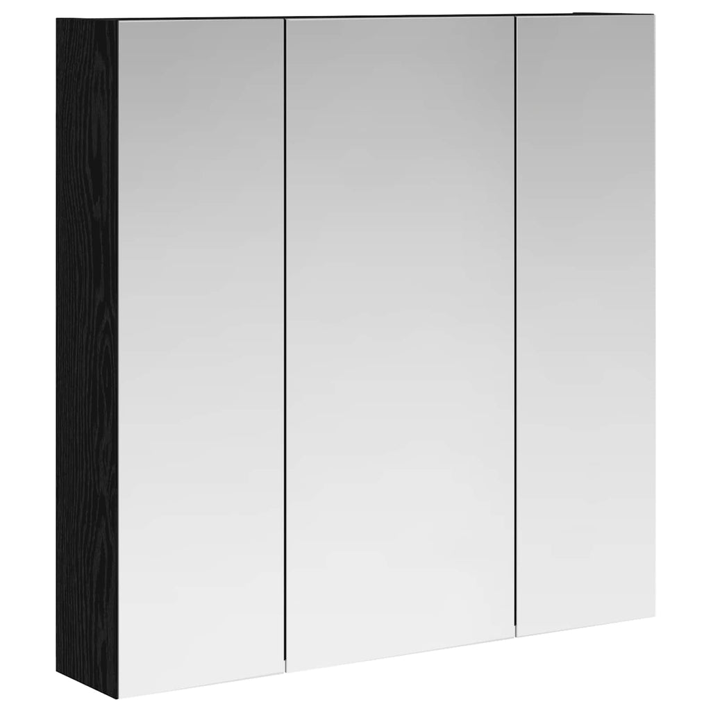 vidaXL Szafka z lustrem do łazienki Czarny Dąb 70 x 14,5 x 70 cm