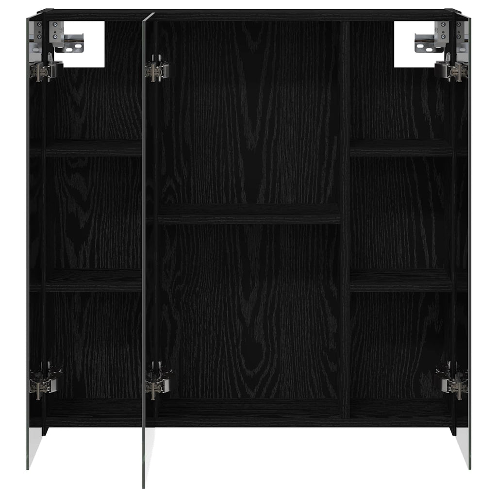 vidaXL Szafka z lustrem do łazienki Czarny Dąb 70 x 14,5 x 70 cm