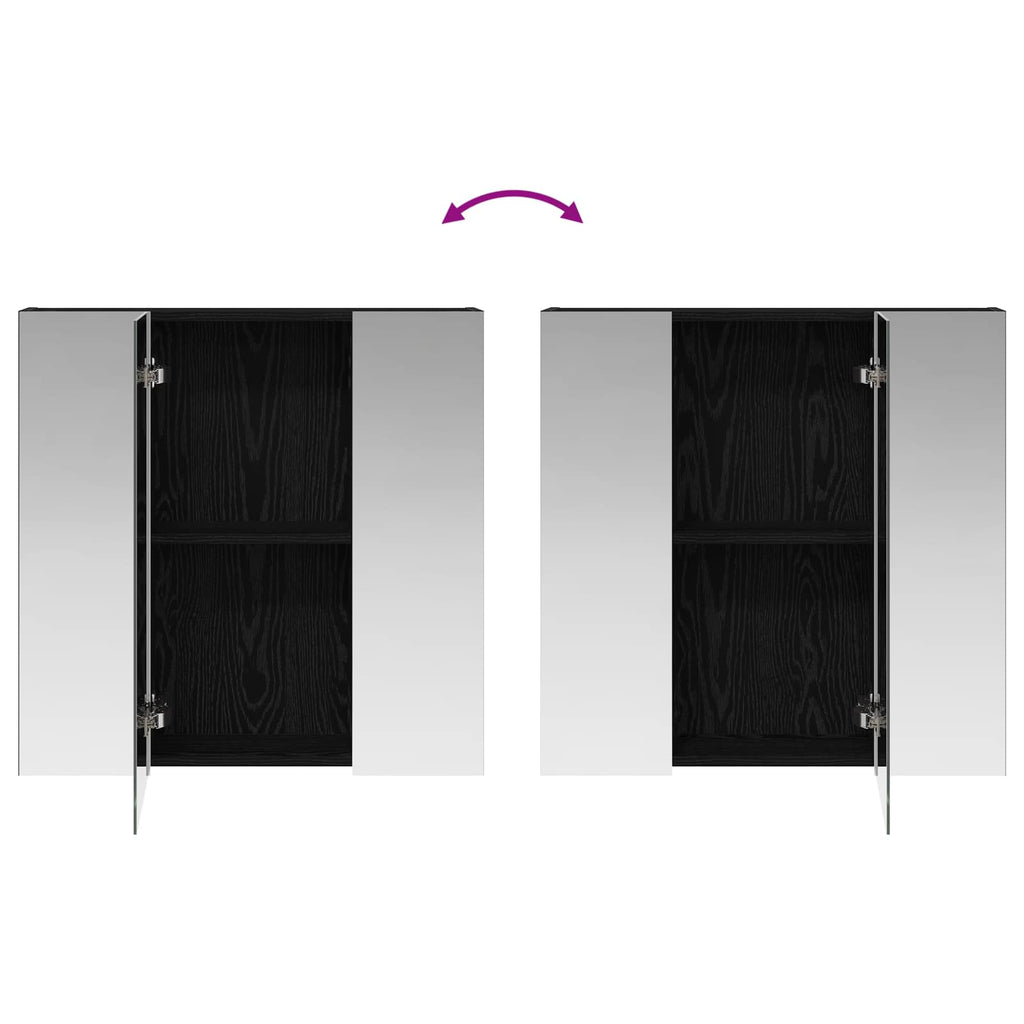 vidaXL Szafka z lustrem do łazienki Czarny Dąb 70 x 14,5 x 70 cm