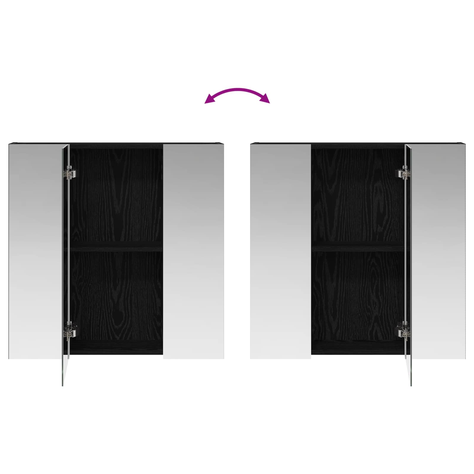 vidaXL Szafka z lustrem do łazienki Czarny Dąb 70 x 14,5 x 70 cm