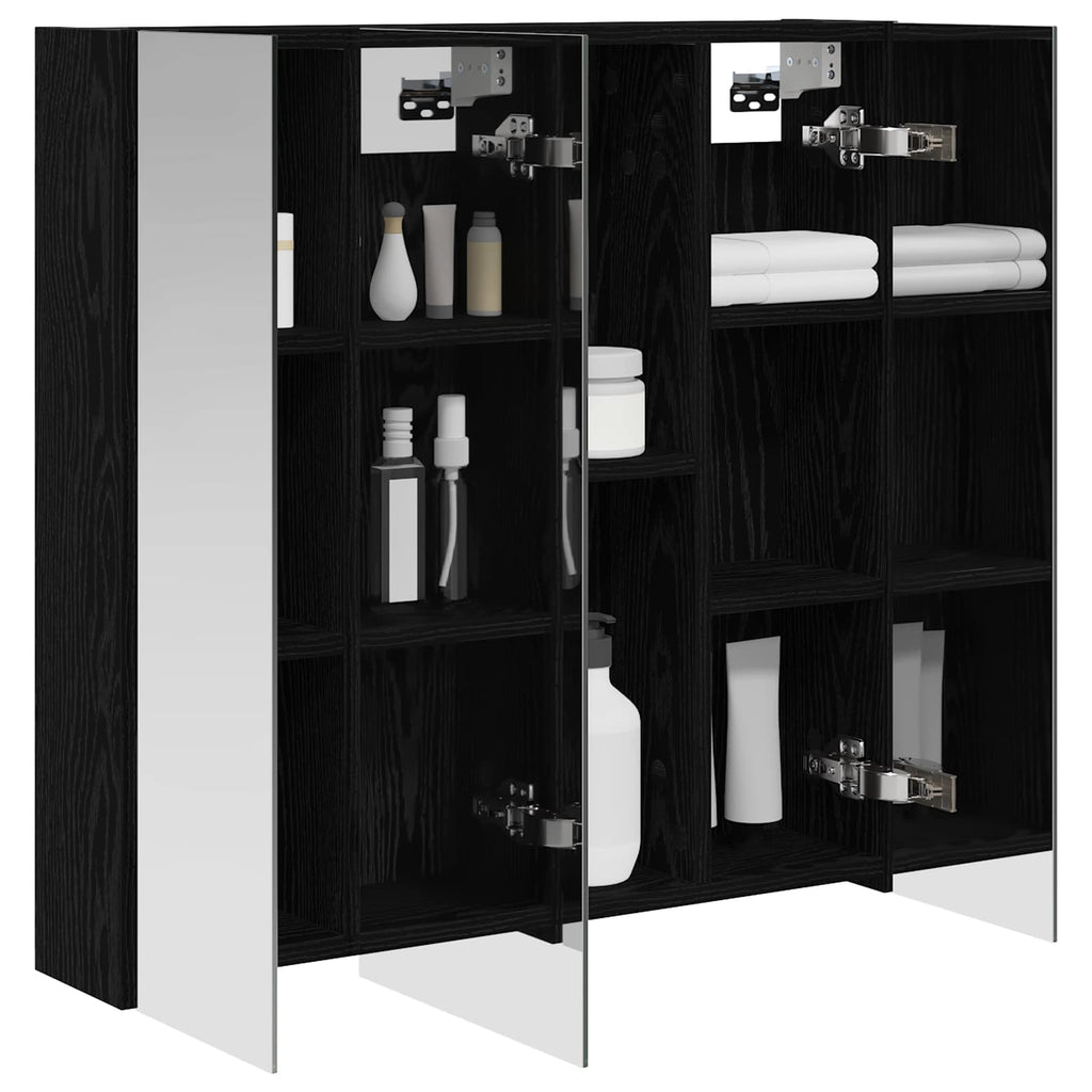 vidaXL Szafka z lustrem do łazienki Czarny Dąb 70 x 14,5 x 70 cm