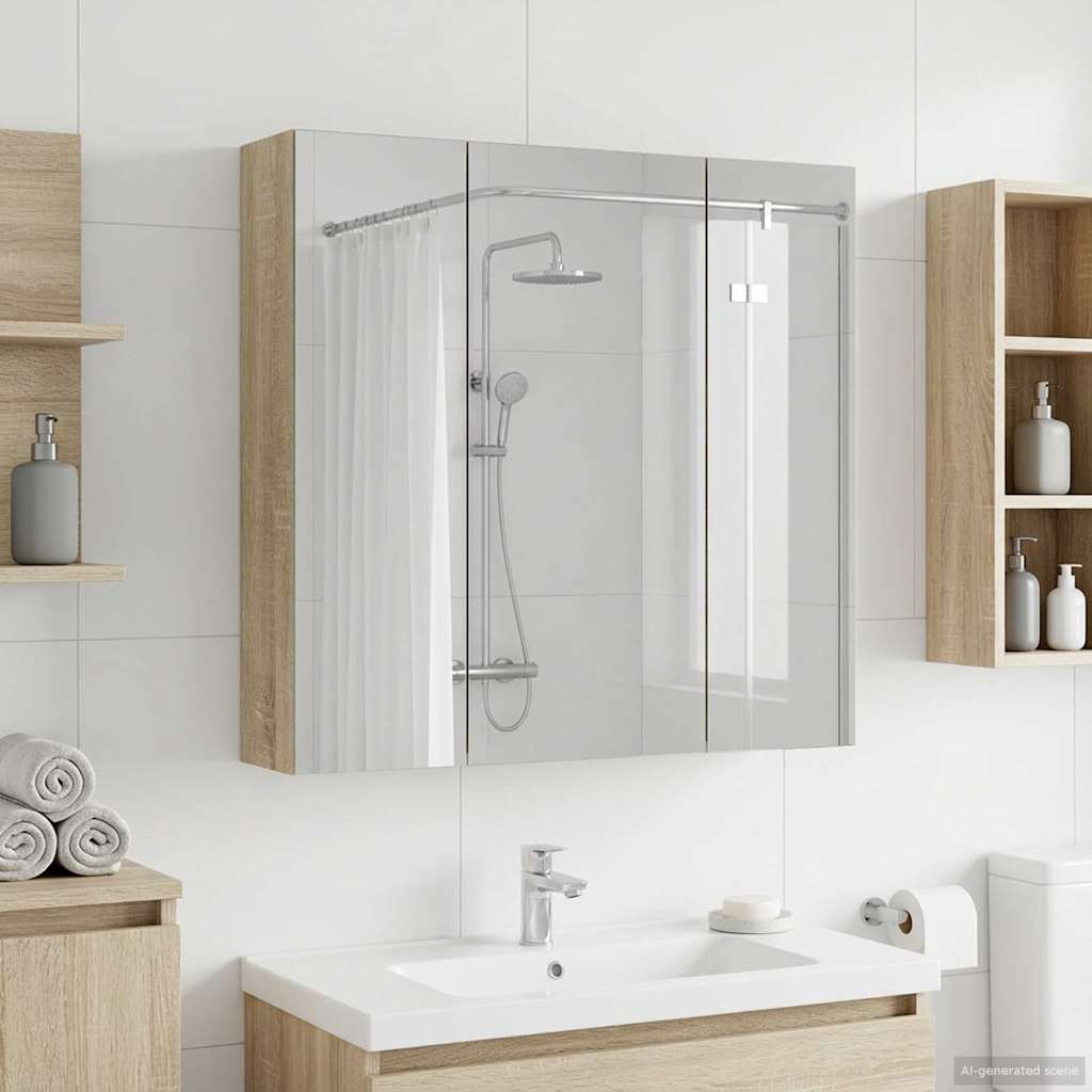 vidaXL Szafka z lustrem do łazienki Dąb Sonoma 70 x 14,5 x 70 cm
