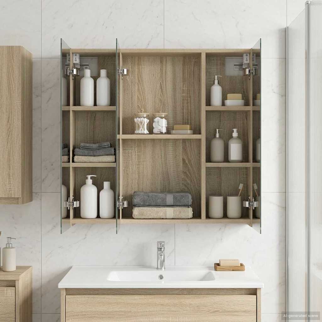 vidaXL Szafka z lustrem do łazienki Dąb Sonoma 70 x 14,5 x 70 cm