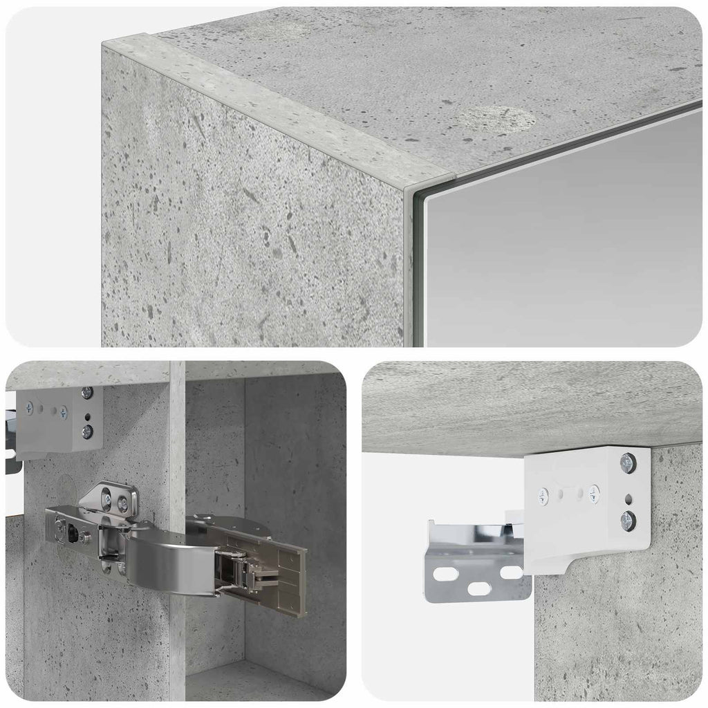 vidaXL Szafka z lustrem do łazienki Betonowy szary 70 x 14,5 x 70 cm
