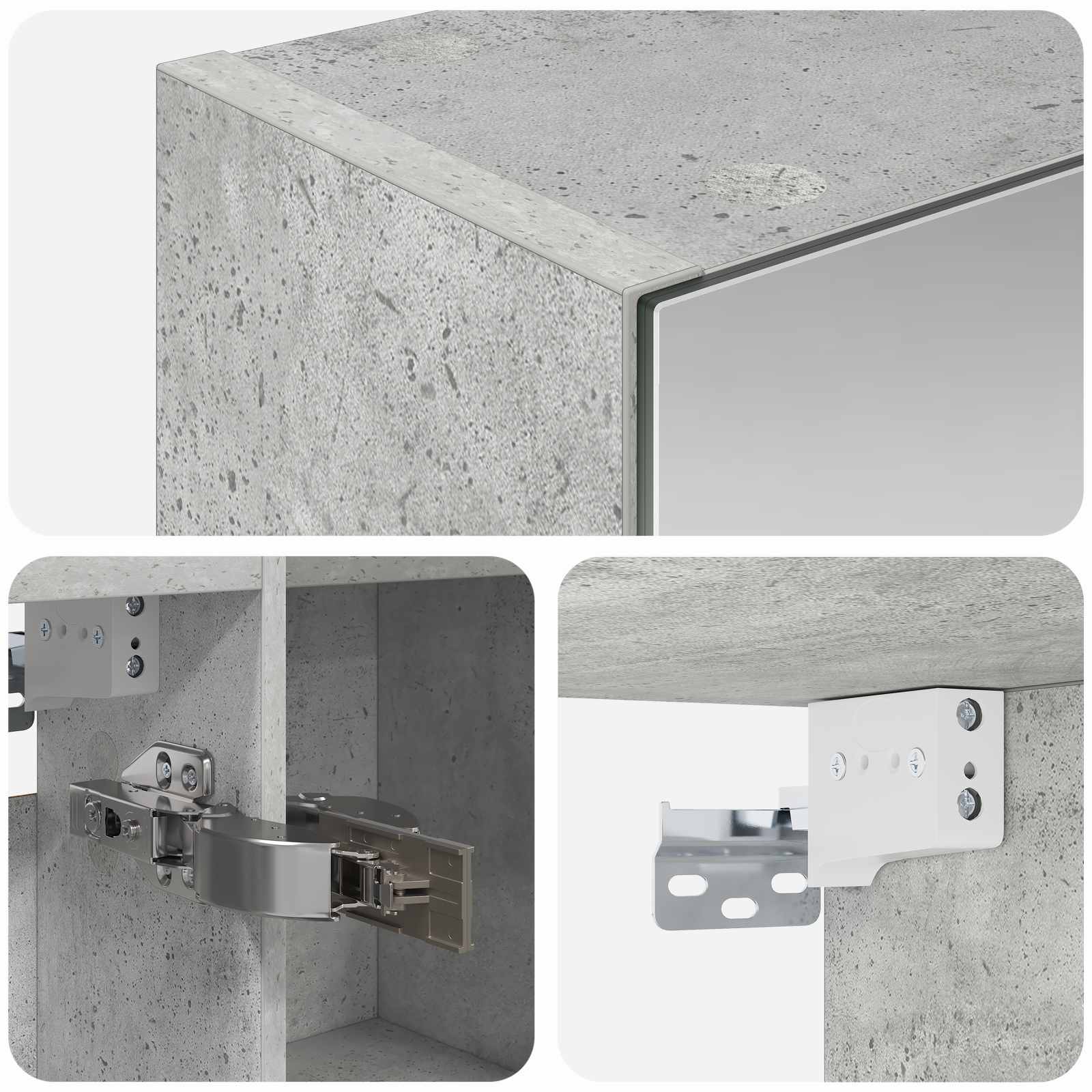 vidaXL Szafka z lustrem do łazienki Betonowy szary 70 x 14,5 x 70 cm