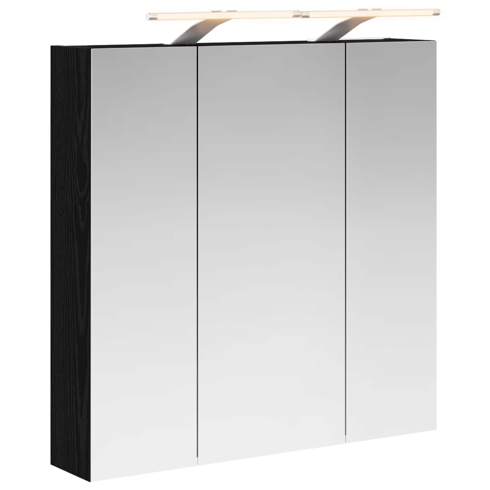 vidaXL Szafka z lustrem do łazienki Czarny Dąb 70 x 14,5 x 70 cm