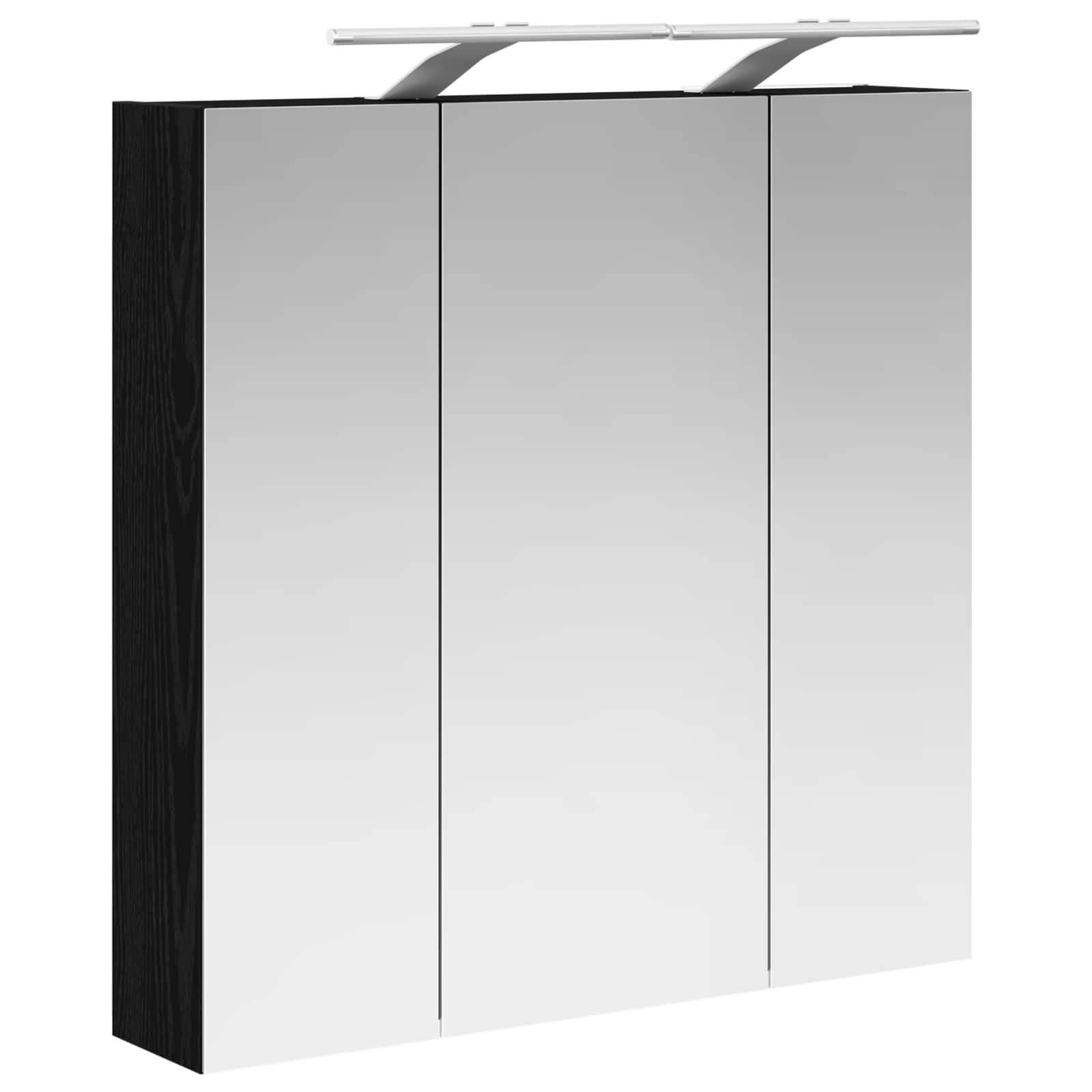 vidaXL Szafka z lustrem do łazienki Czarny Dąb 70 x 14,5 x 70 cm
