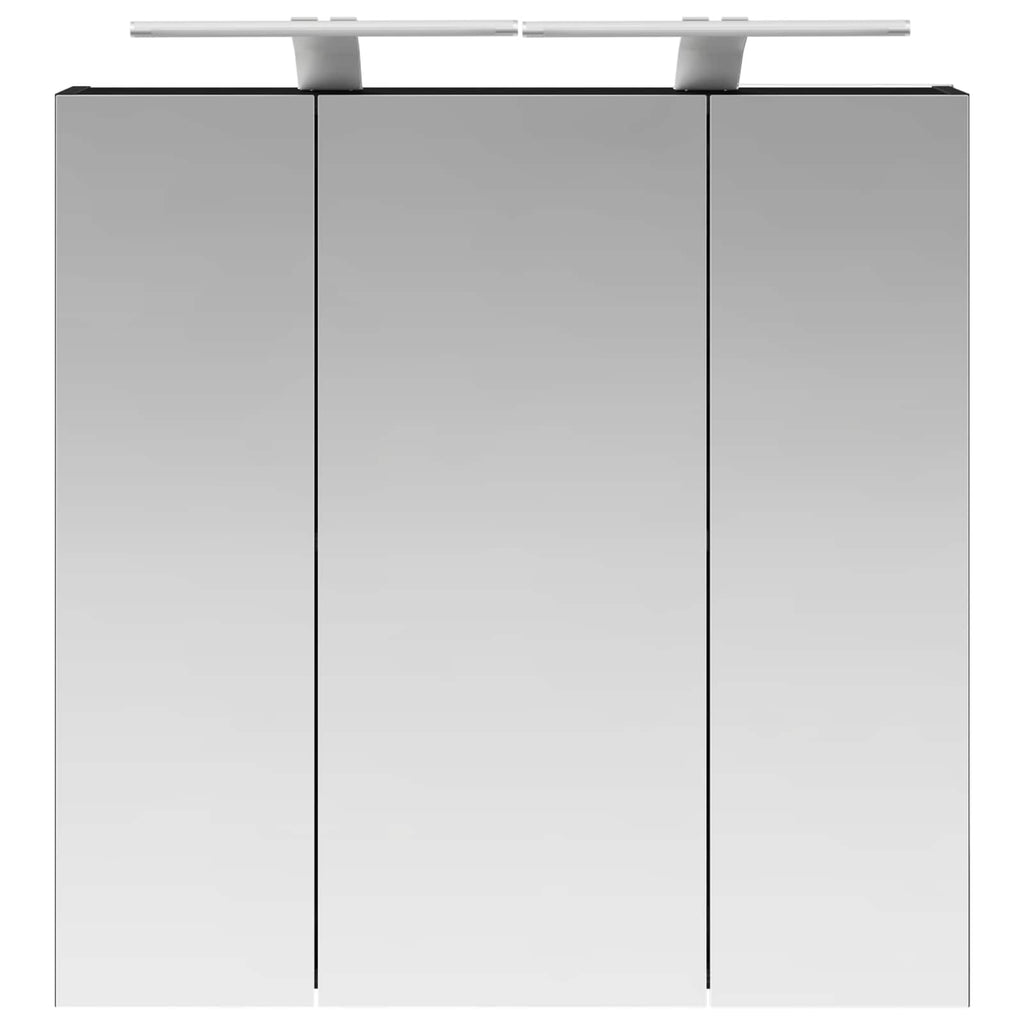 vidaXL Szafka z lustrem do łazienki Czarny Dąb 70 x 14,5 x 70 cm