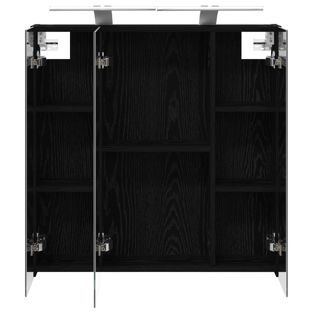 vidaXL Szafka z lustrem do łazienki Czarny Dąb 70 x 14,5 x 70 cm