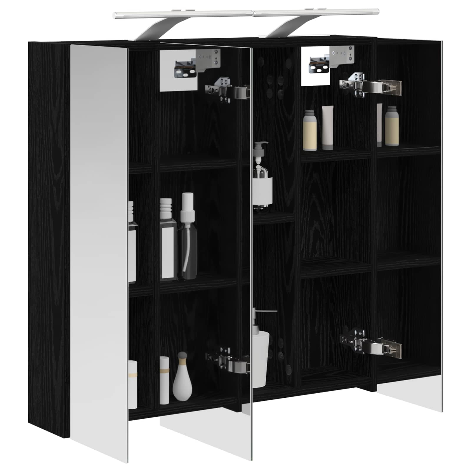 vidaXL Szafka z lustrem do łazienki Czarny Dąb 70 x 14,5 x 70 cm