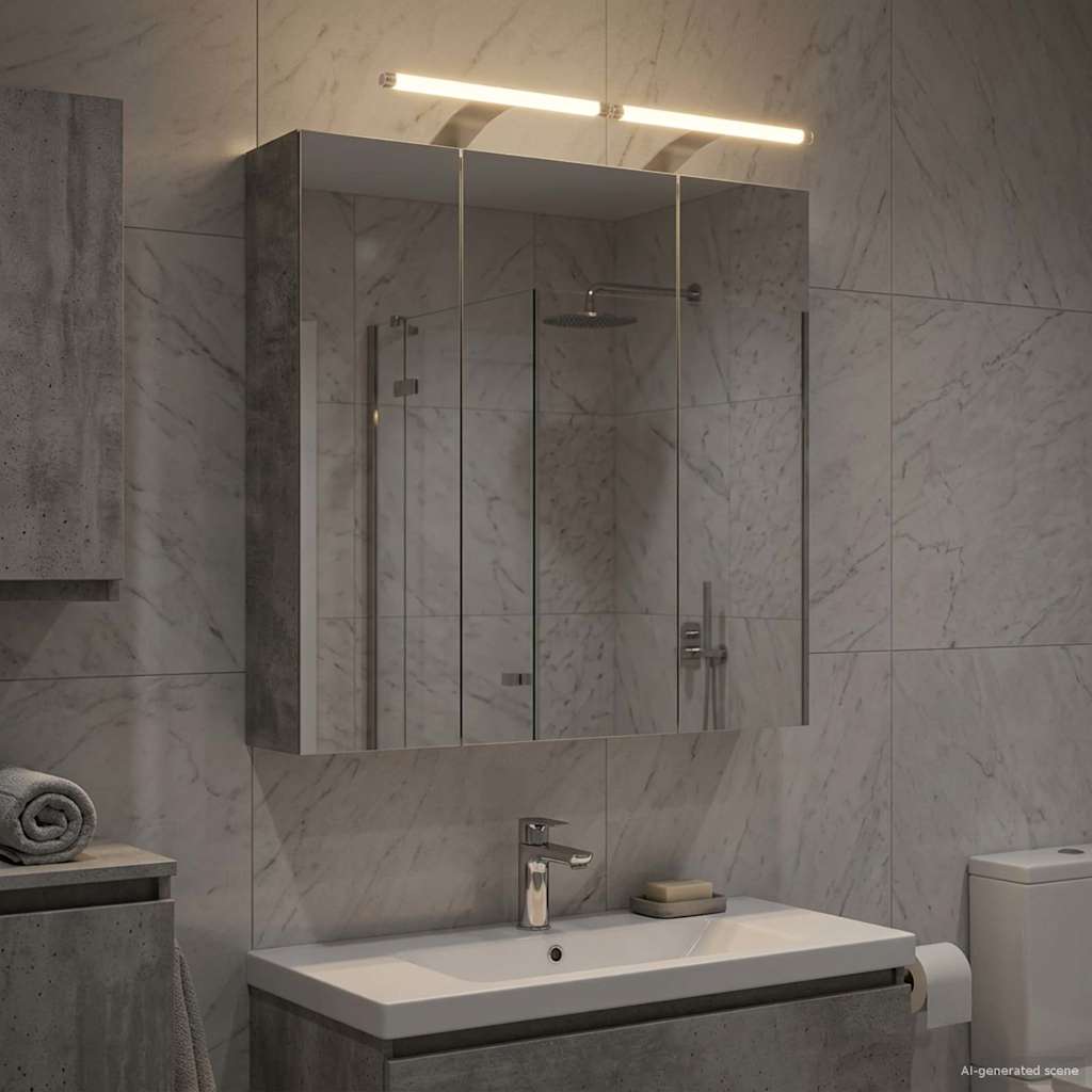 vidaXL Szafka z lustrem do łazienki Betonowy szary 70 x 14,5 x 70 cm