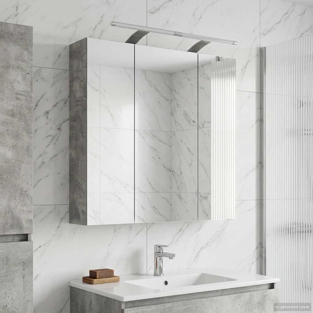 vidaXL Szafka z lustrem do łazienki Betonowy szary 70 x 14,5 x 70 cm