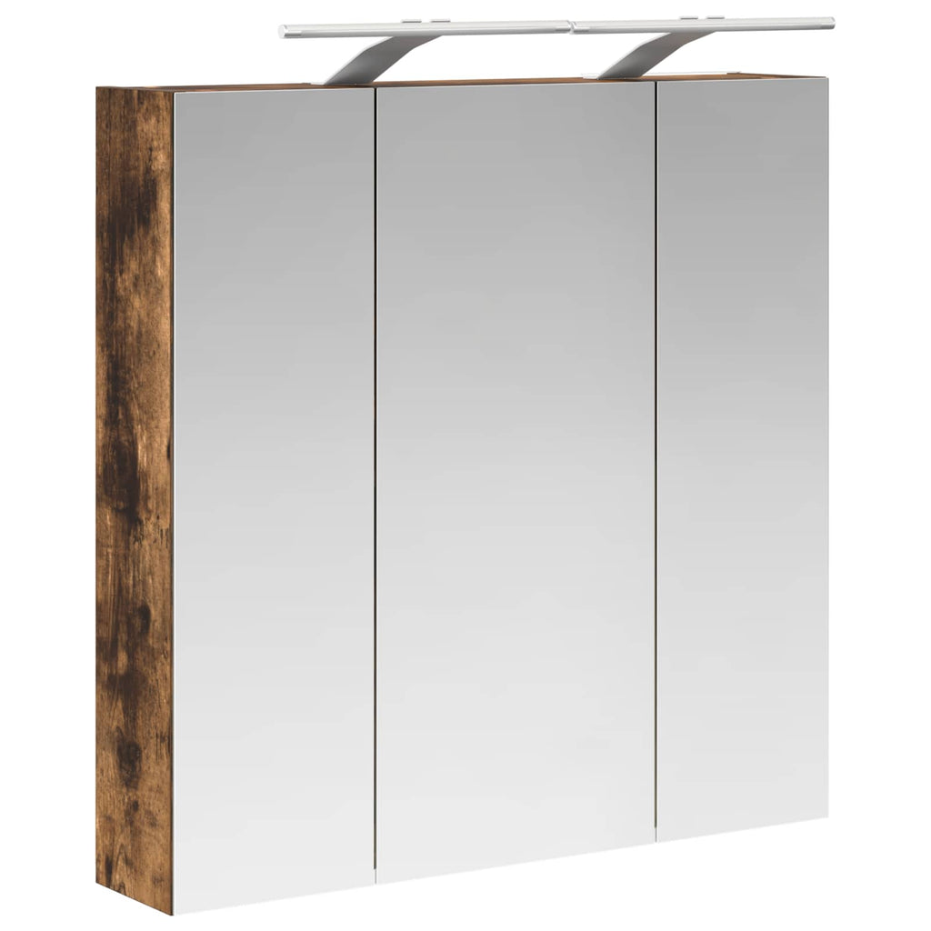 vidaXL Szafka z lustrem do łazienki Dąb wędzony 70 x 14,5 x 70 cm