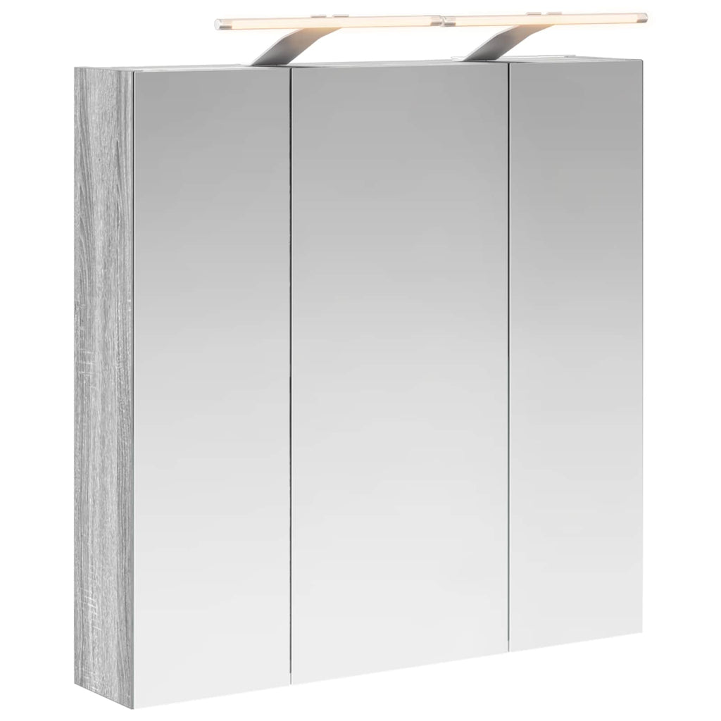 vidaXL Szafka z lustrem do łazienki Szary Sonoma 70 x 14,5 x 70 cm
