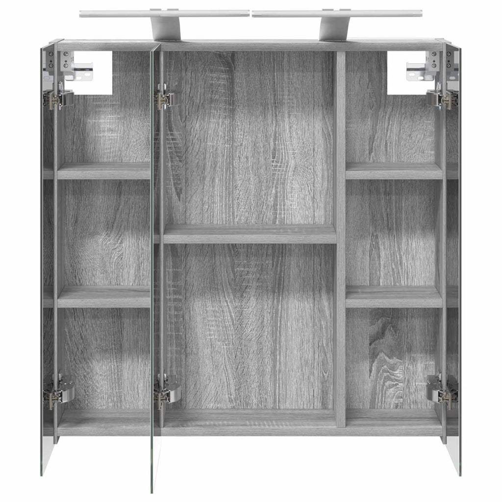 vidaXL Szafka z lustrem do łazienki Szary Sonoma 70 x 14,5 x 70 cm