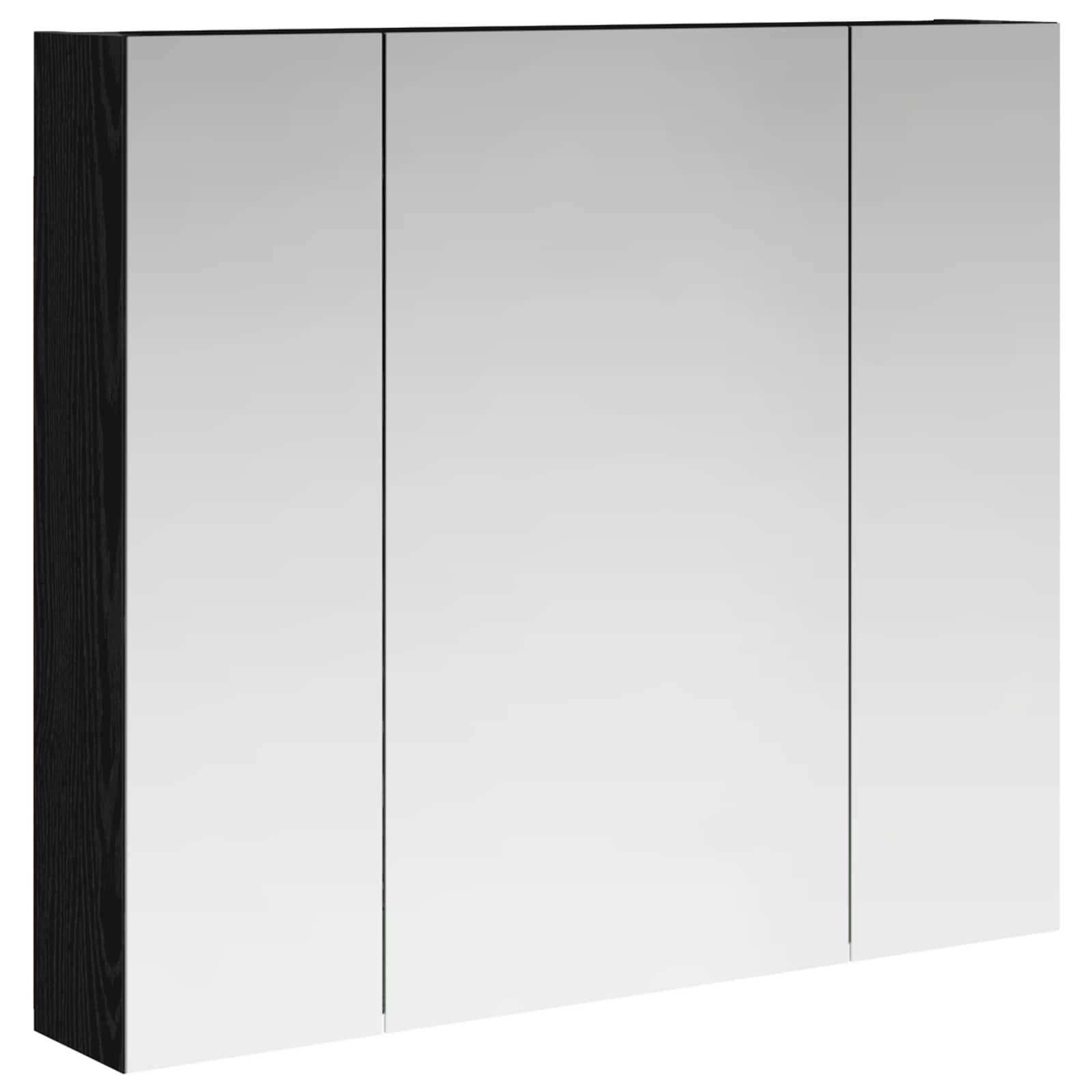 vidaXL Szafka z lustrem do łazienki Czarny Dąb 80 x 14.5 x 70 cm