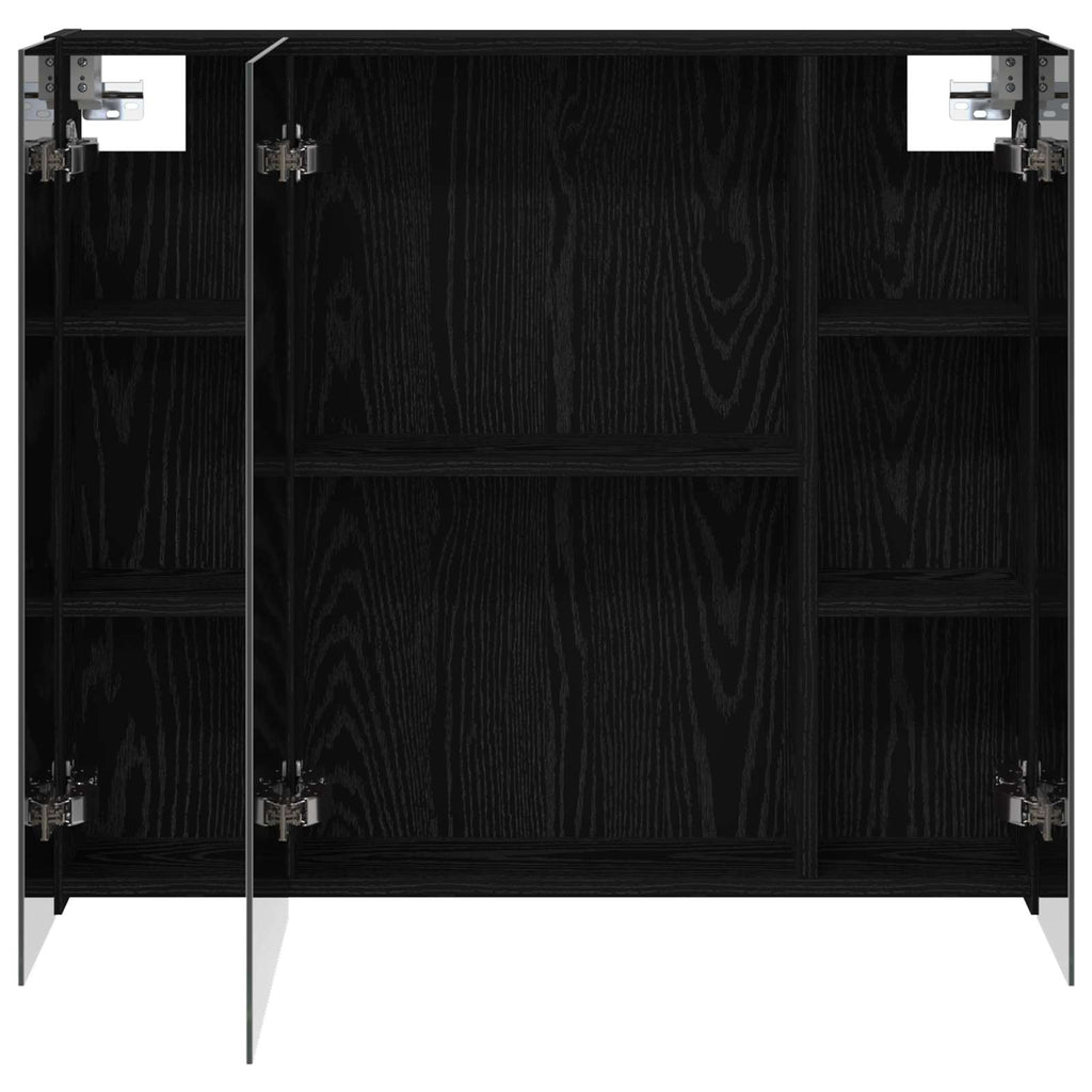 vidaXL Szafka z lustrem do łazienki Czarny Dąb 80 x 14.5 x 70 cm