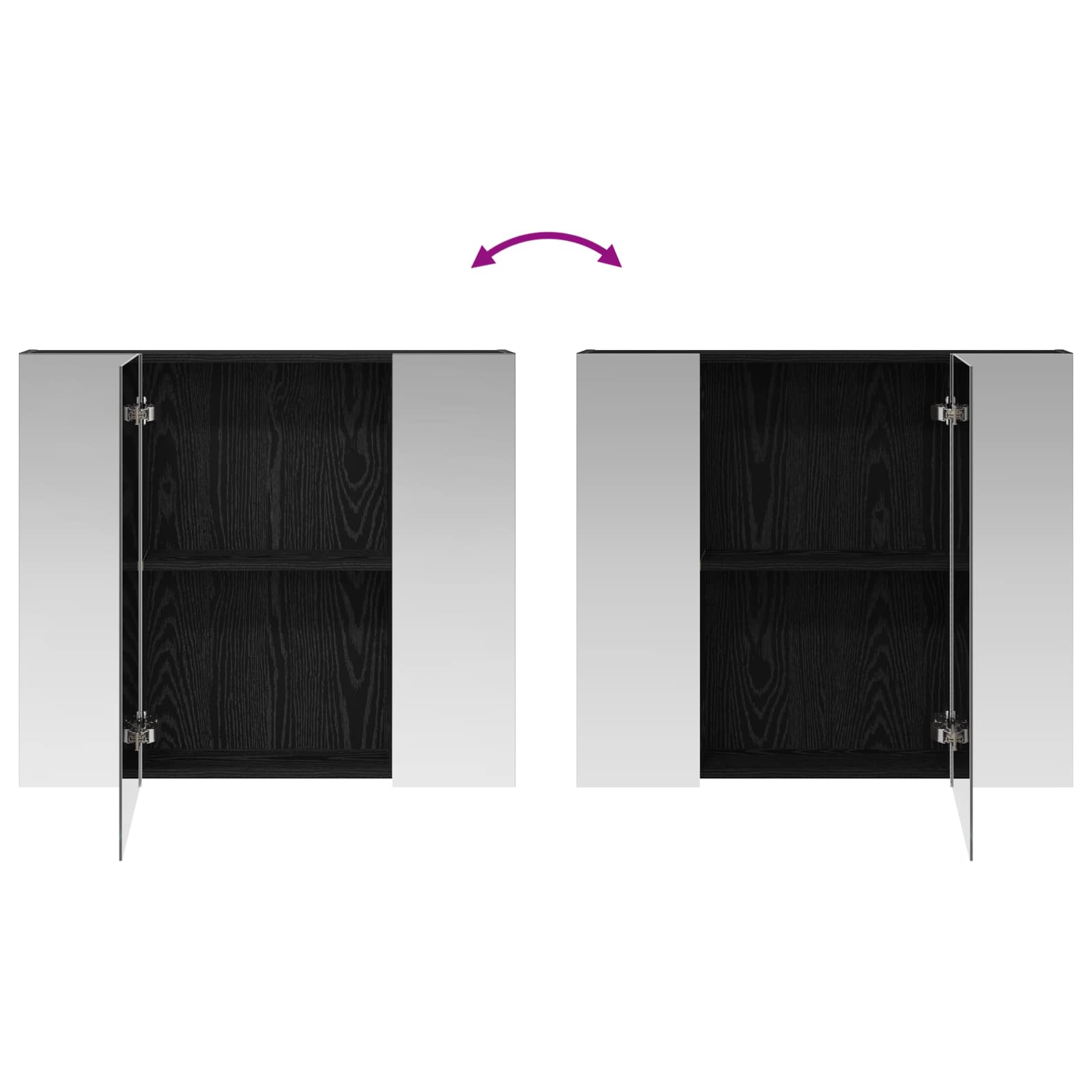 vidaXL Szafka z lustrem do łazienki Czarny Dąb 80 x 14.5 x 70 cm