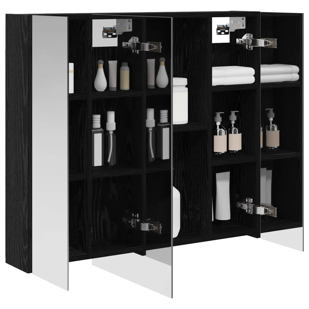 vidaXL Szafka z lustrem do łazienki Czarny Dąb 80 x 14.5 x 70 cm