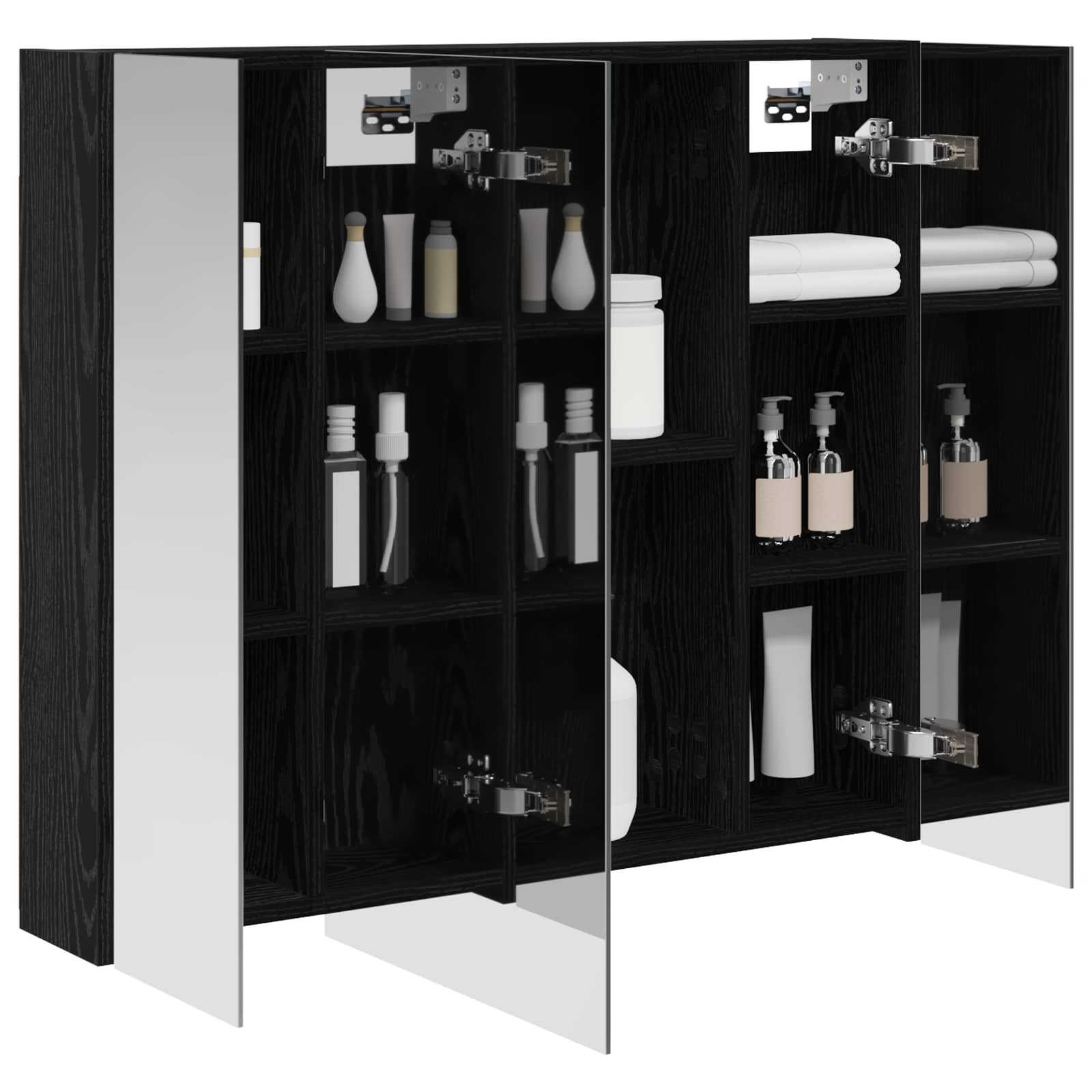 vidaXL Szafka z lustrem do łazienki Czarny Dąb 80 x 14.5 x 70 cm