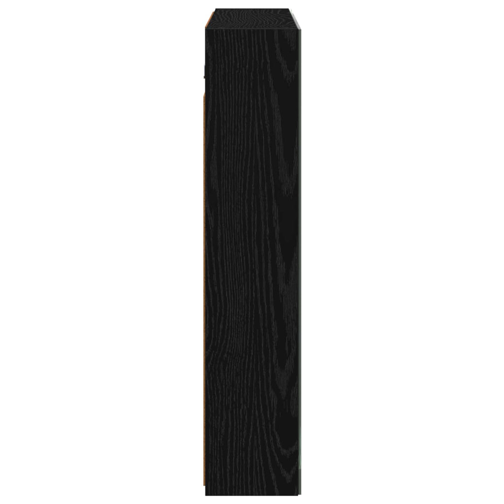 vidaXL Szafka z lustrem do łazienki Czarny Dąb 80 x 14.5 x 70 cm