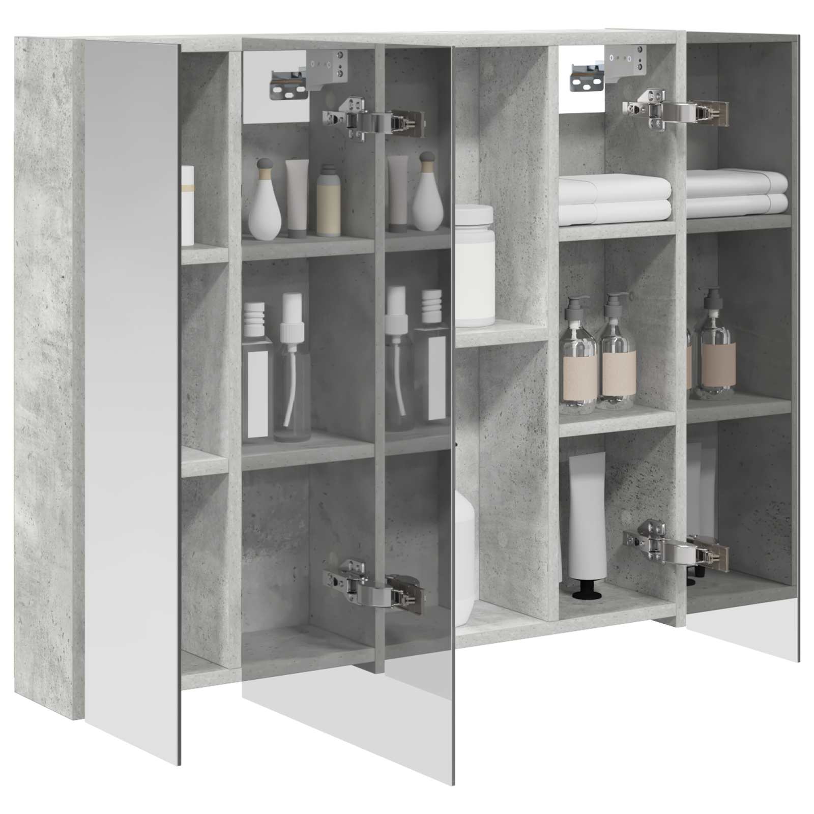 vidaXL Szafka z lustrem do łazienki Betonowy szary 80 x 14.5 x 70 cm